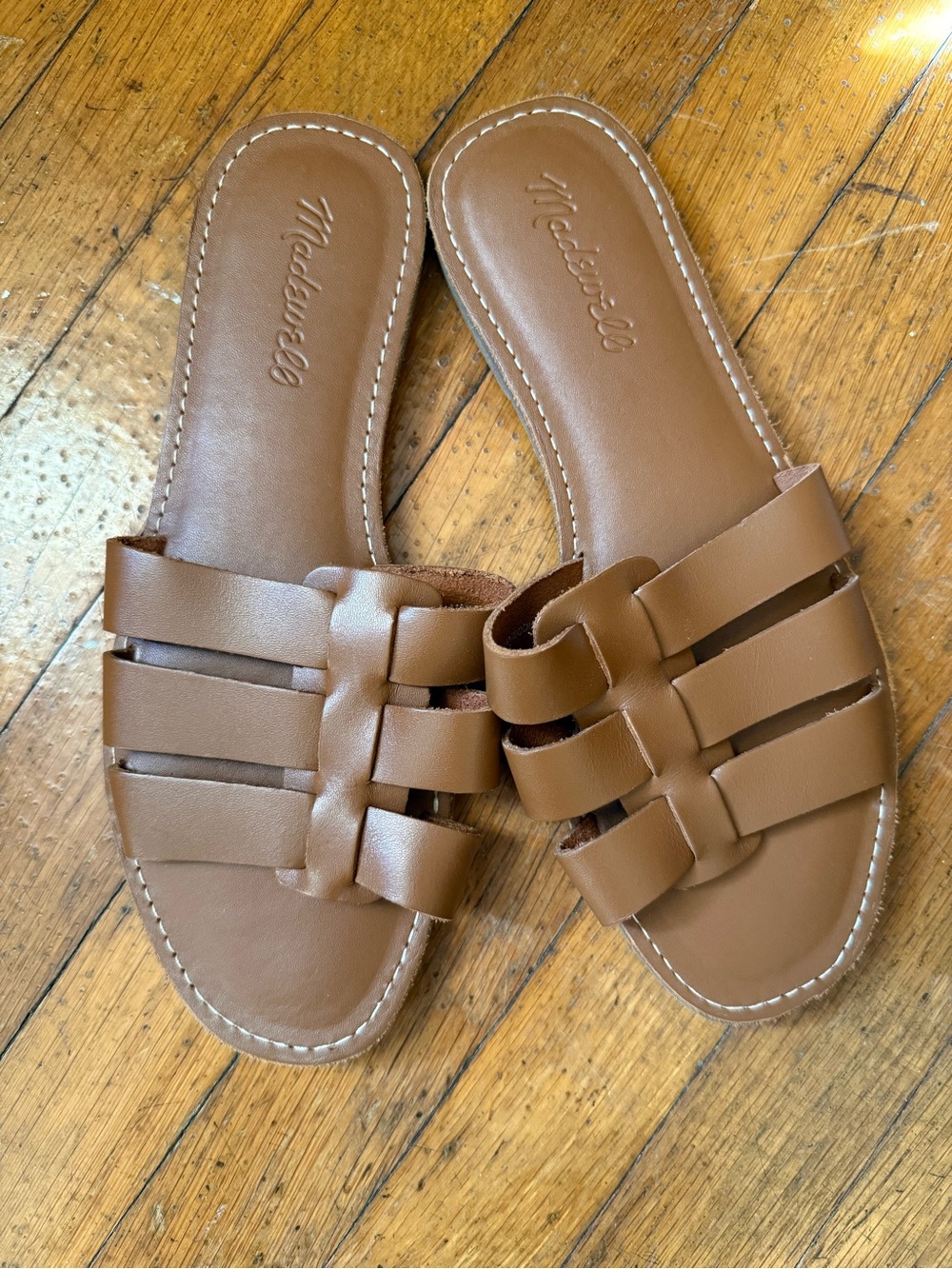 Madewell Women's Brown Leather Slide Sandals sz 7